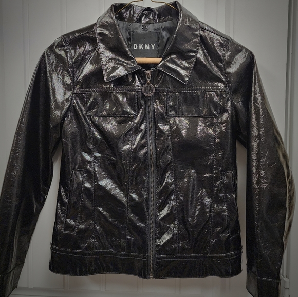 Shiny Black DKNY Kids Jacket